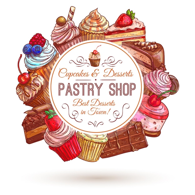 Vector pastry shop patisserie emblem
