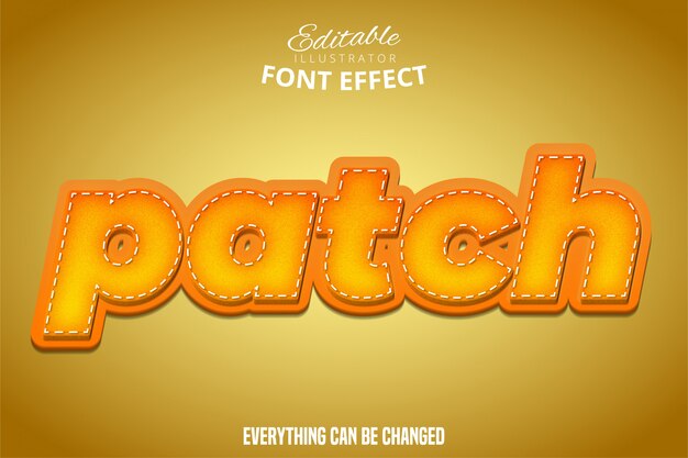 Patch tekst, 3d oranje en geel bewerkbaar lettertype-effect