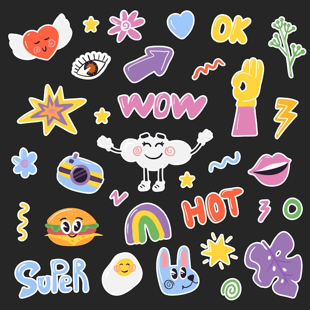 Vector Set Of Cute Fun Templates With Frames,patches,stickers In