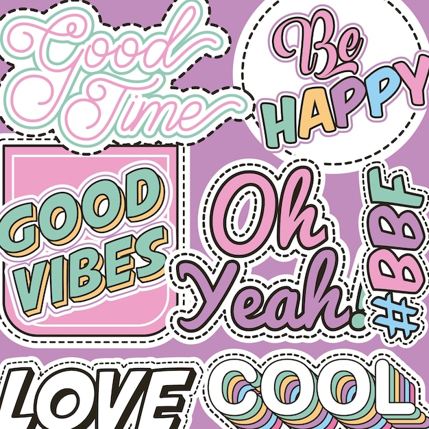 Vector patches fashion words embroidery collection