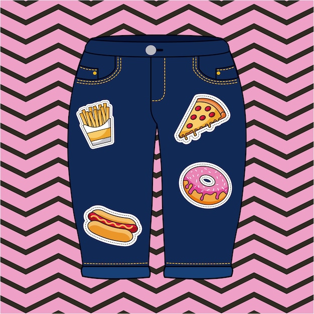 Vector patches jean shorts