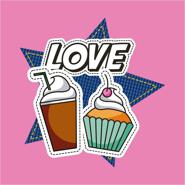 Patches milkshake and cupcake love dessert food