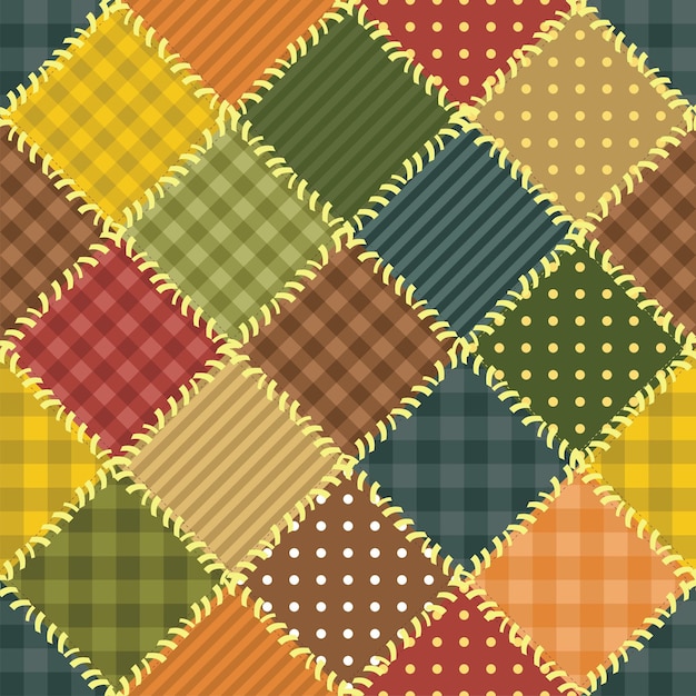 Vector patchwork background with different patterns