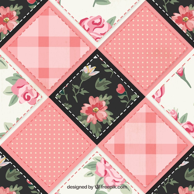 Patchwork fabric in floral style