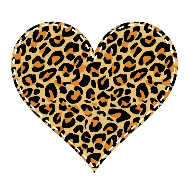 Patchwork heart with leopard skin