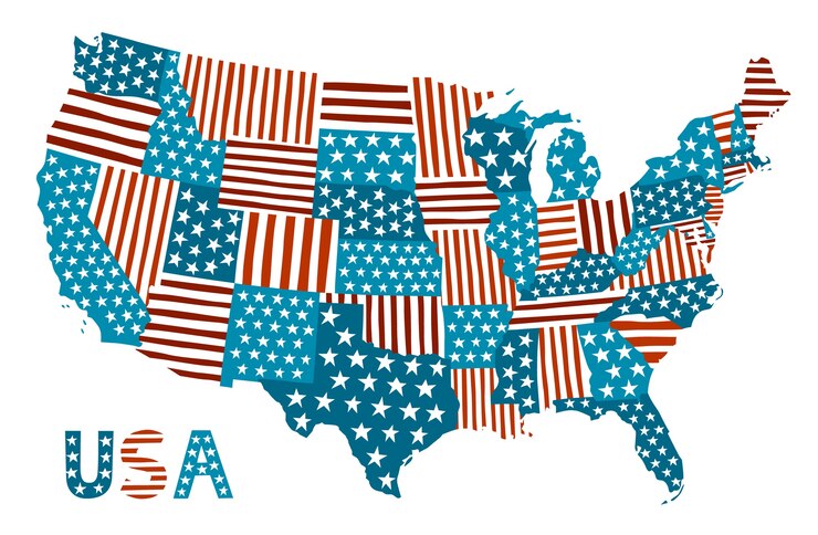 Vector patchwork vector map of the usa. 