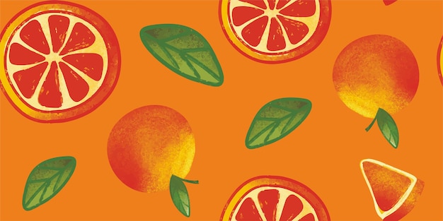 patern seamless natural fresh oranges set fashion template for design