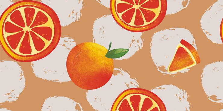 Vector patern seamless natural fresh oranges set fashion template for design