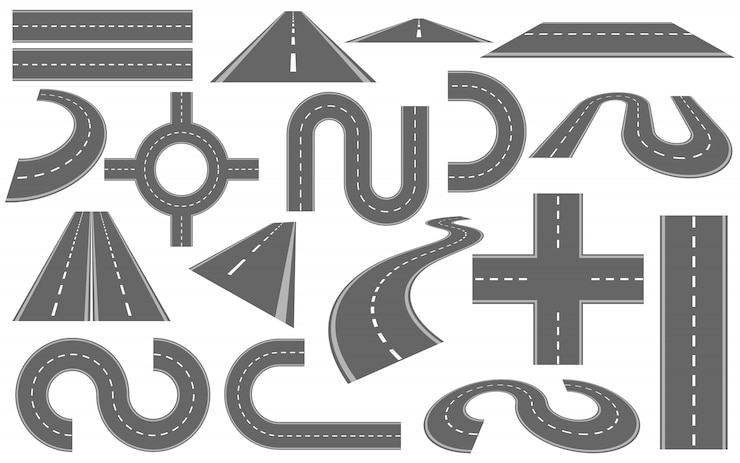 Vector path road design illustration isolated on white background