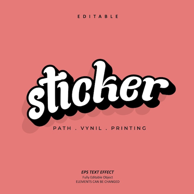 Path Sticker Cute Cutting Craft Text effect editable premium vector