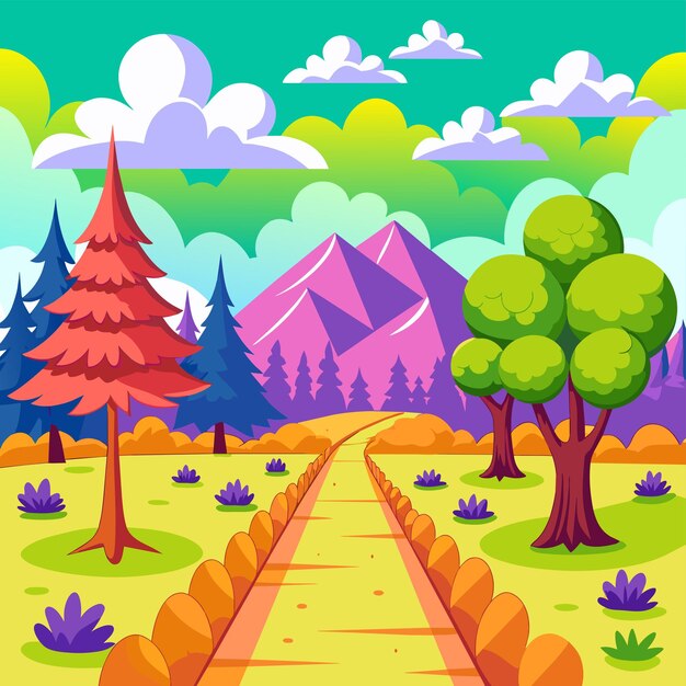 Vector pathway on a empty park vector illustration