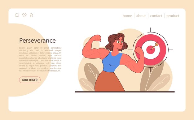 Vector patience web banner or landing page calm person finding balance mental or emotional strength