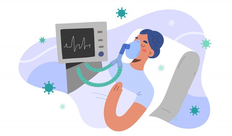 Vector patient on artificial lung ventilator infected by covid virus