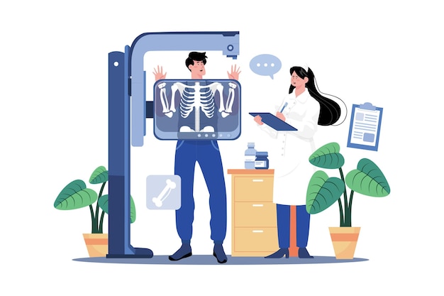 patient body xray illustration concept on white background