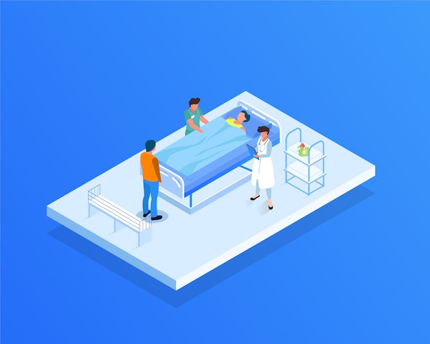 Vector patient care isometric illustration