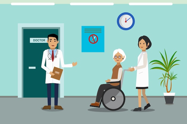 The patient is at the doctor's reception Vector illustration