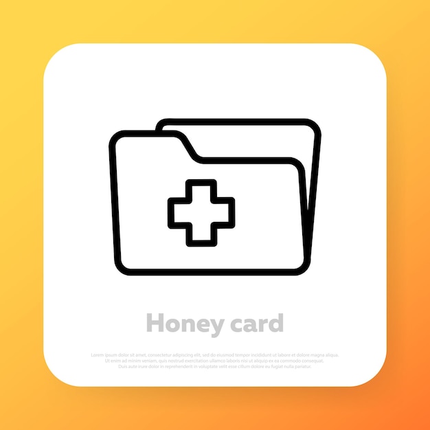 환자 프로필 의료 카드 아이콘입니다. 의료 진단 문서. 환자 건강 정보. 비즈니스 및 광고에 대 한 벡터 라인 아이콘