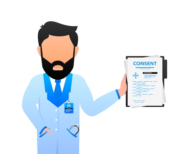 Vector the patient's consent to the medical procedure consent form document vector stock illustration