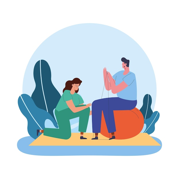 Vector patient with female therapist characters