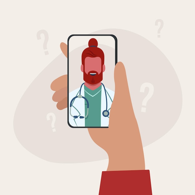 Patiëntconsultatie met een arts via smartphone Modern Health Care Services en Online Telemedicine Concept