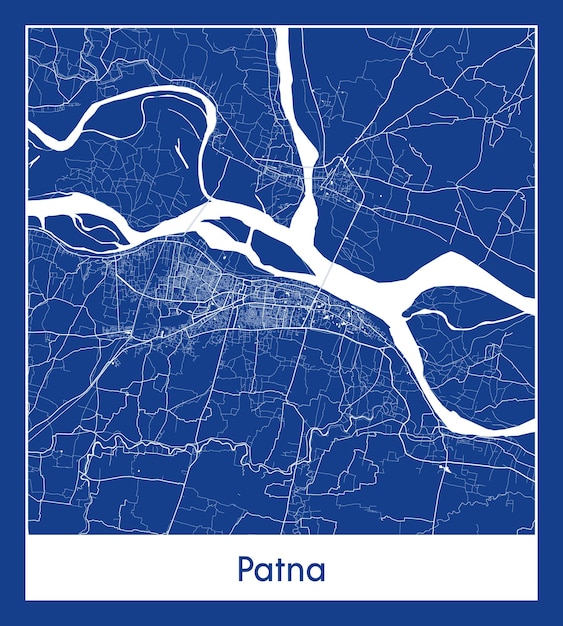 Patna India Asia City map blue print vector illustration