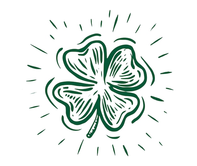 Vector patrick day clover hand drawn illustration