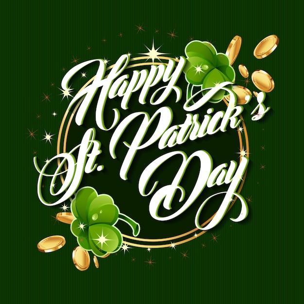 Vector patrick day lettering greeting vector card