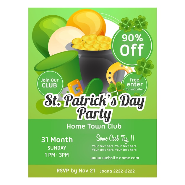 Patrick day poster template shamrock balloon