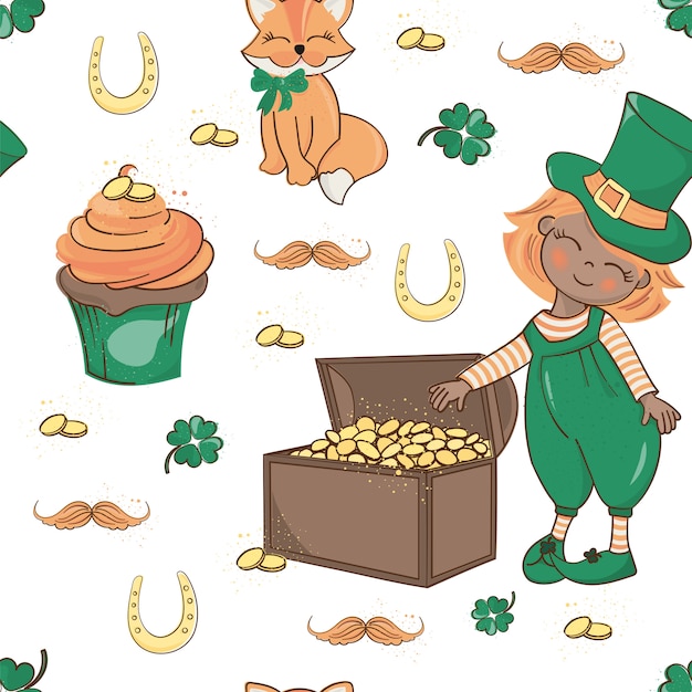 Patrick's chest saint patrick's day seamless pattern vector