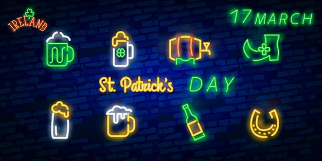 Vector patrick's day neon sign.