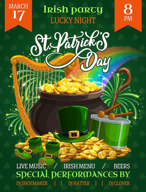 Vector patricks day leprechaun gold green beer shamrock