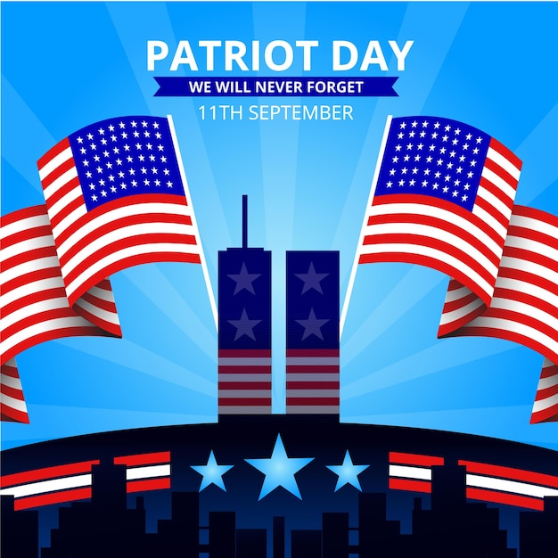 Вектор Поздравление с днем патриота 11 сентября празднование