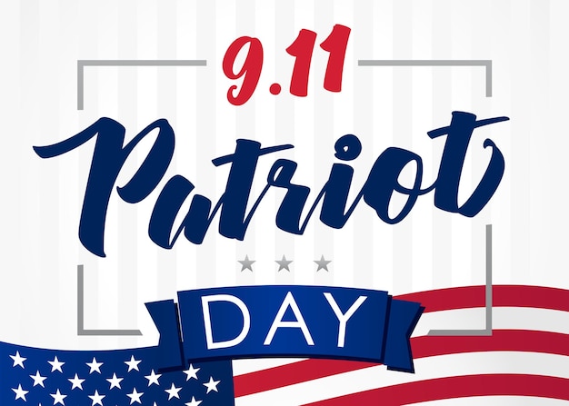 Patriot day USA 9.11 creatieve kaart met kalligrafie in stijl. 11 september Vergeet nooit afbeelding