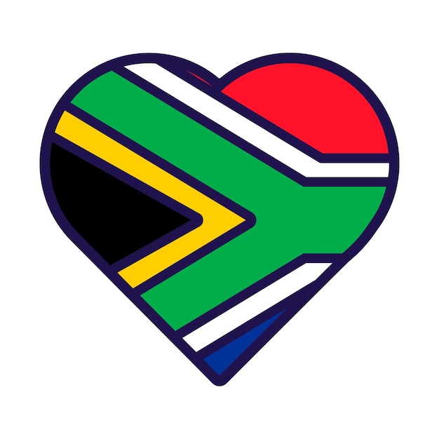 Patriot hart in de kleuren van de nationale vlag van Zuid-Afrika Feestelijke elementattributen van de dag van de onafhankelijkheid van Zuid-Afrika Cartoon vectorpictogram in de nationale kleuren van de vlag van het land geïsoleerd op witte achtergrond