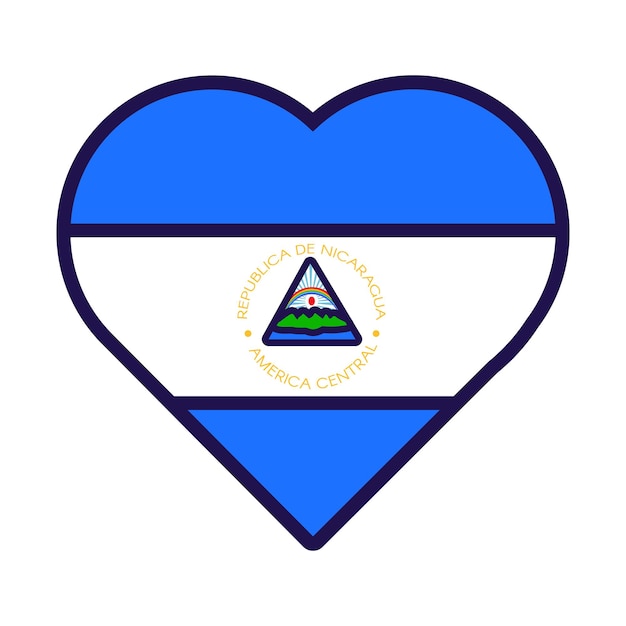 Patriot hart in nationale vlag van Nicaragua kleuren Feestelijke elementattributen van Nicaragua Onafhankelijkheidsdag Cartoon vector pictogram in nationale kleuren van de vlag van het land geïsoleerd op witte achtergrond
