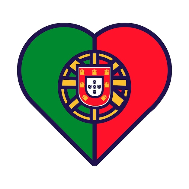 Сердце патриота в цветах национального флага португалии праздничные элементы элементов дня независимости португалии иконка вектора мультфильма в национальных цветах флага страны изолирована на белом фоне