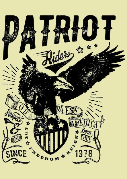 Vector patriot riders eagle and wings god bless america