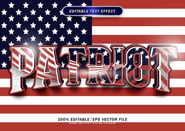 Vector patriot text effect editable text style effect