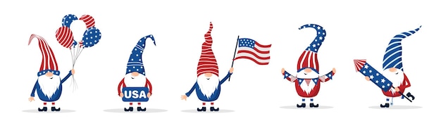 Patriotic american gnomes celebrate Independence day in the United States