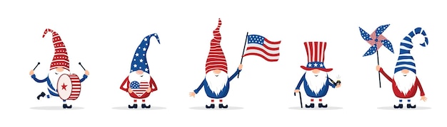 Patriotic american gnomes celebrate Independence day in the United States