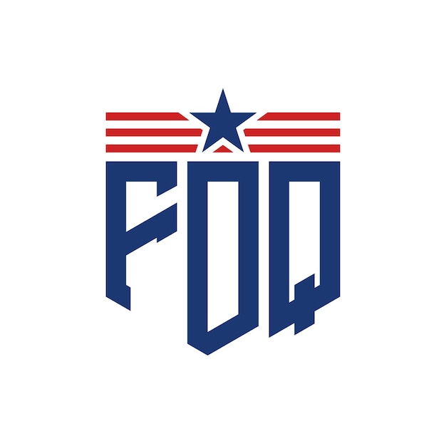 patriotic fdq logo with star and american flag straps letter fdq logo with usa flag