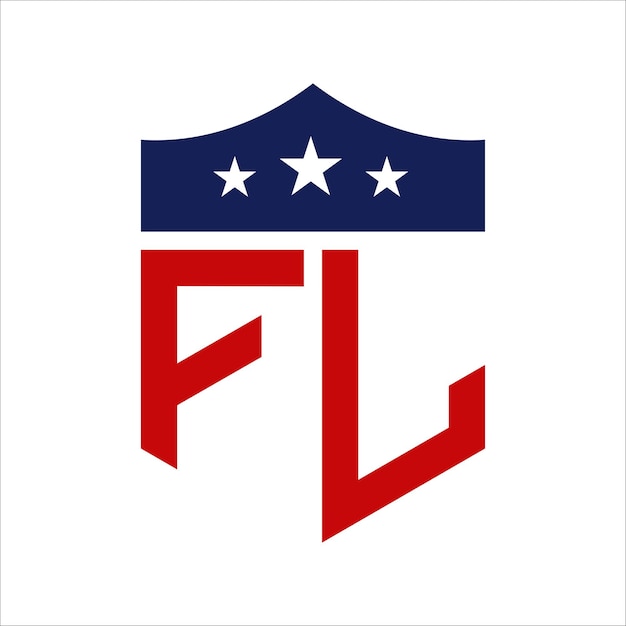 Vector patriotic fl logo design letter fl patriotic american logo design for political campaign and any usa event