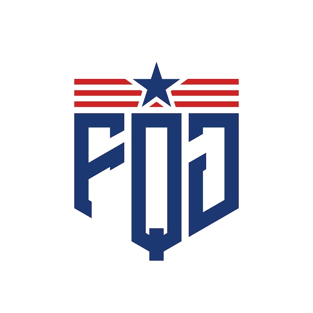 patriotic fqj logo with star and american flag straps letter fqj logo with usa flag