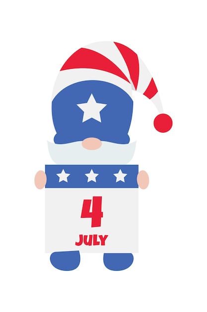 Vector patriotic gnomes illustration funny gnomes in america independence day costume carnival