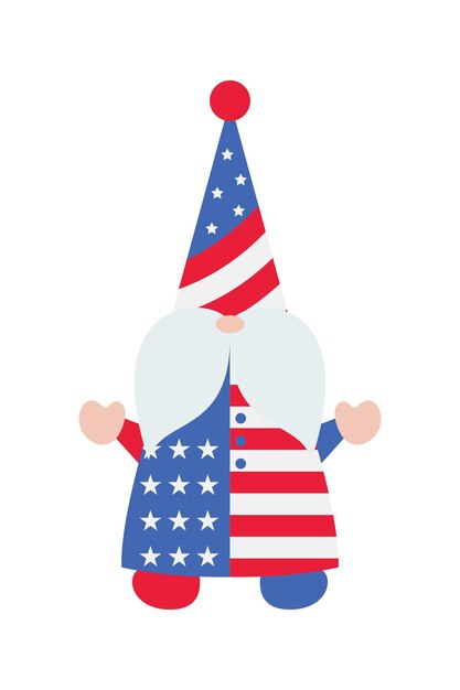 Patriotic Gnomes Illustration Funny gnomes in America Independence Day costume carnival