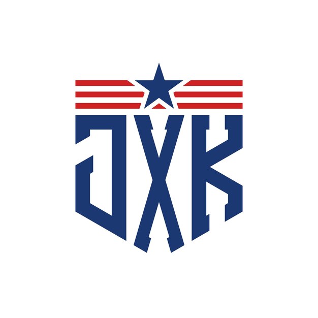 patriotic jxk logo with star and american flag straps letter jxk logo with usa flag
