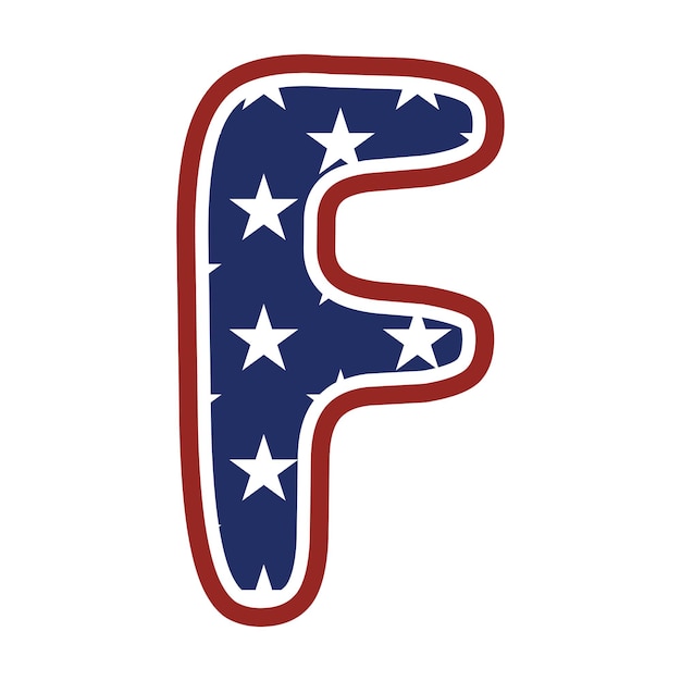 Vettore lettera patriottica f bandiera usa simbolo americano