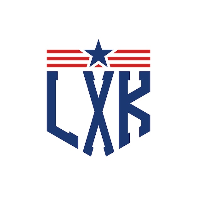 patriotic lxk logo with star and american flag straps letter lxk logo with usa flag