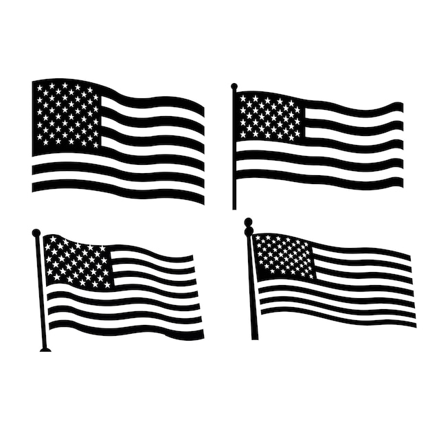 Patriotic pride american flag silhouette icons