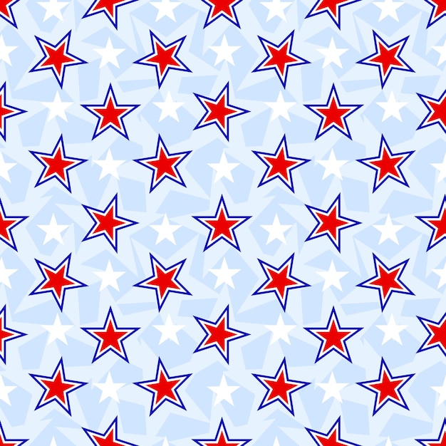 Vector patriotic seamless pattern with stars red blue white colors of american flag 4th of july concept